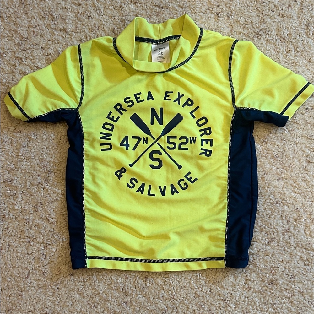 Carter's Yellow and Navy Kids Swim Rashguard